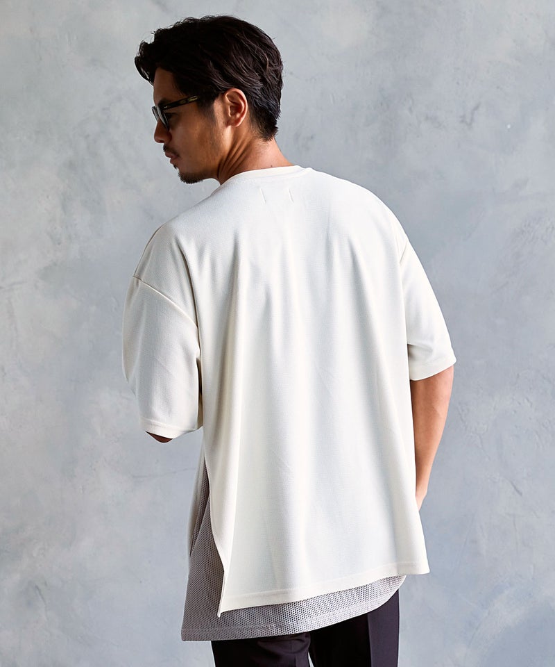 CavariA【キャバリア】メッシュレイヤード半袖Tシャツ/全2色 | SILVER 