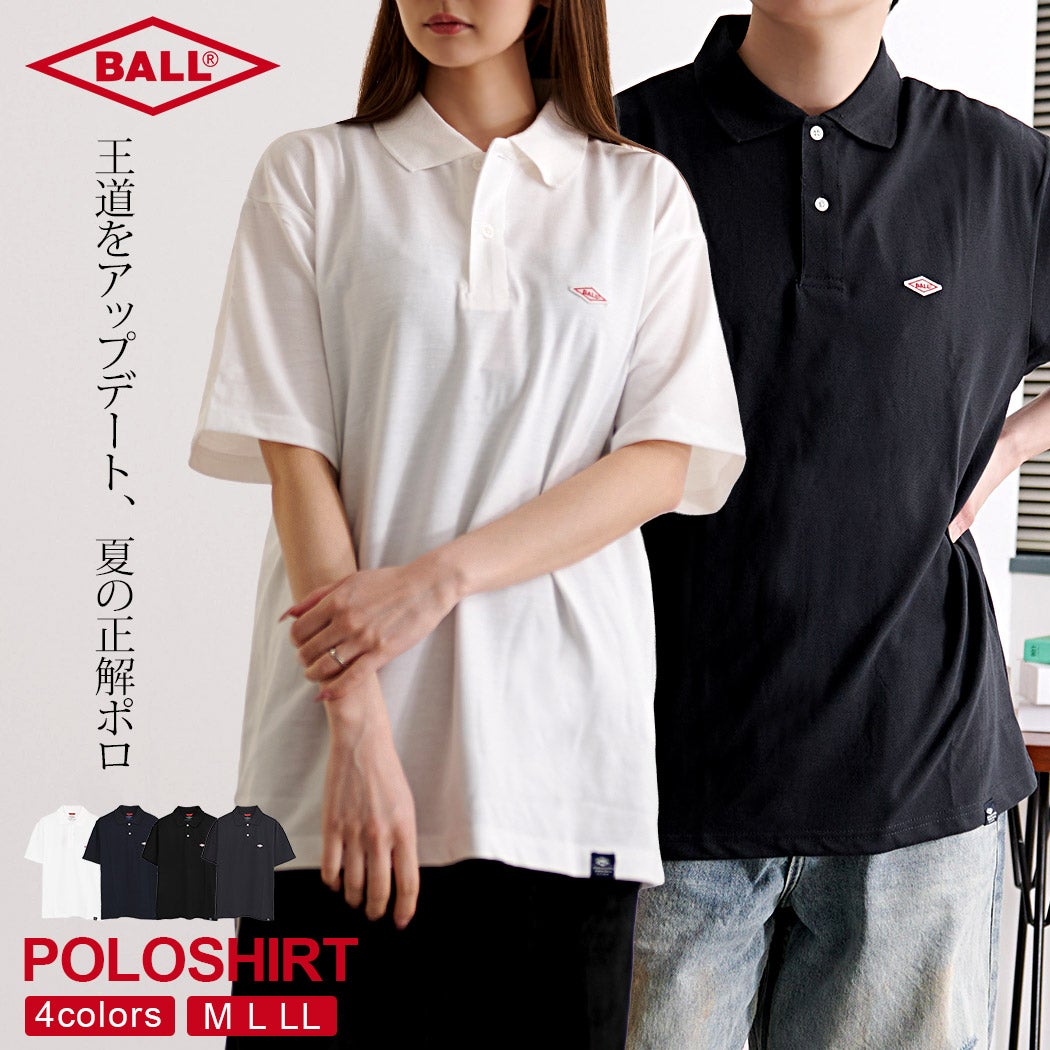 BALL【ボール】TC鹿の子ワッペン付きポロシャツ/全4色