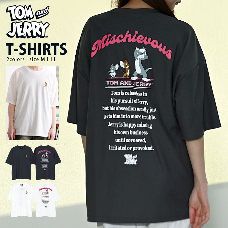 TOM&JERRY【トムとジェリー】梨地半袖Tシャツ/全2色