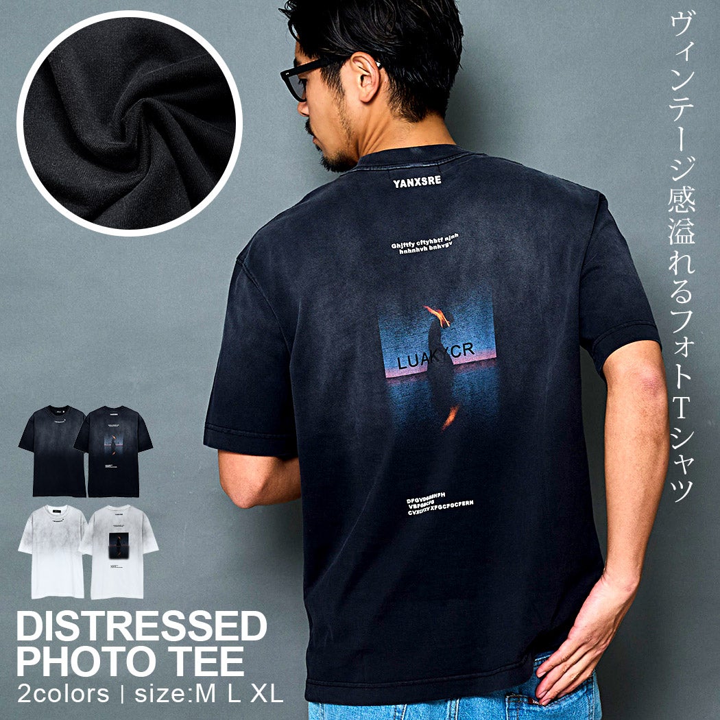 ARULE【アルール】バックプリント汚し半袖Tシャツ/全2色