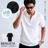 BENUSTA【ベヌスタ】リネン混半袖ZIPポロシャツ