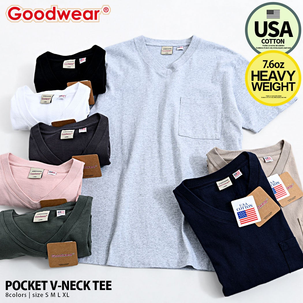 Goodwear【グッドウェア】ポケット付きS/S Vネック半袖Tシャツ