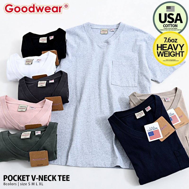 Goodwear【グッドウェア】ポケット付きS/S Vネック半袖Tシャツ