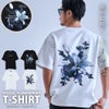 CavariA【キャバリア】クルーネック フラワーデジタルプリント半袖Tシャツ