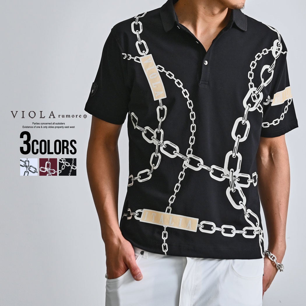 VIOLA【ヴィオラ】総柄PRINTポロシャツ