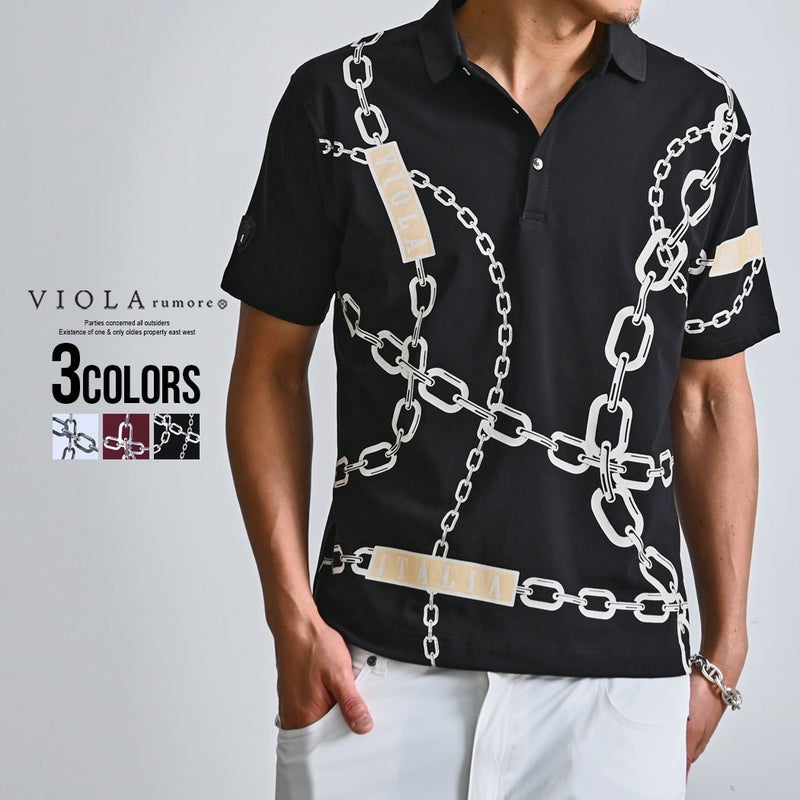 VIOLA【ヴィオラ】総柄PRINTポロシャツ