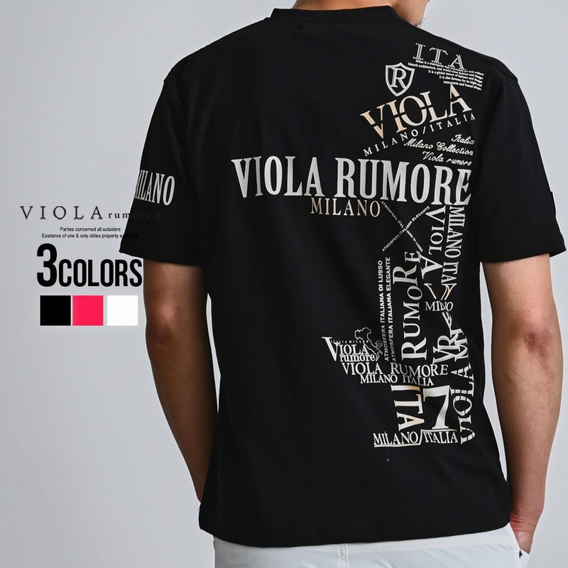 VIOLA【ヴィオラ】PRINT VN-TバックプリントVネックストレッチ半袖Tシャツ