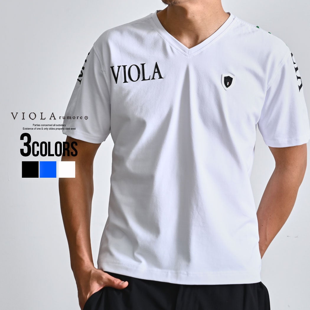  VIOLA【ヴィオラ】PRINT VN-TショルダーロゴVネック半袖Tシャツ