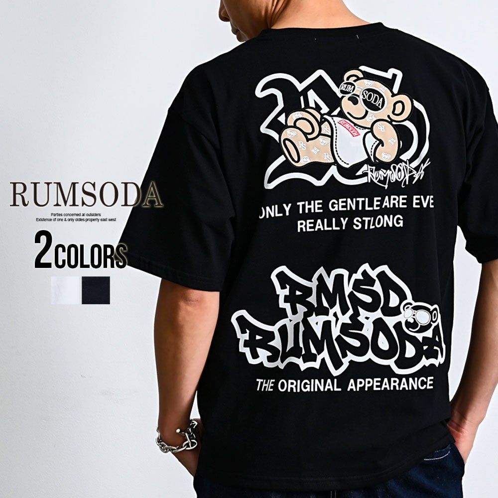 RUMSODA【ラムソーダ】RS天竺pt×ツイルアップリケ刺繍セミBIGクルー半袖Tシャツ