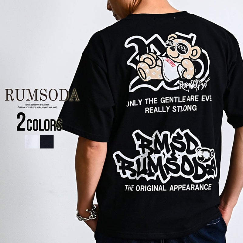 RUMSODA【ラムソーダ】RS天竺pt×ツイルアップリケ刺繍セミBIGクルー半袖Tシャツ