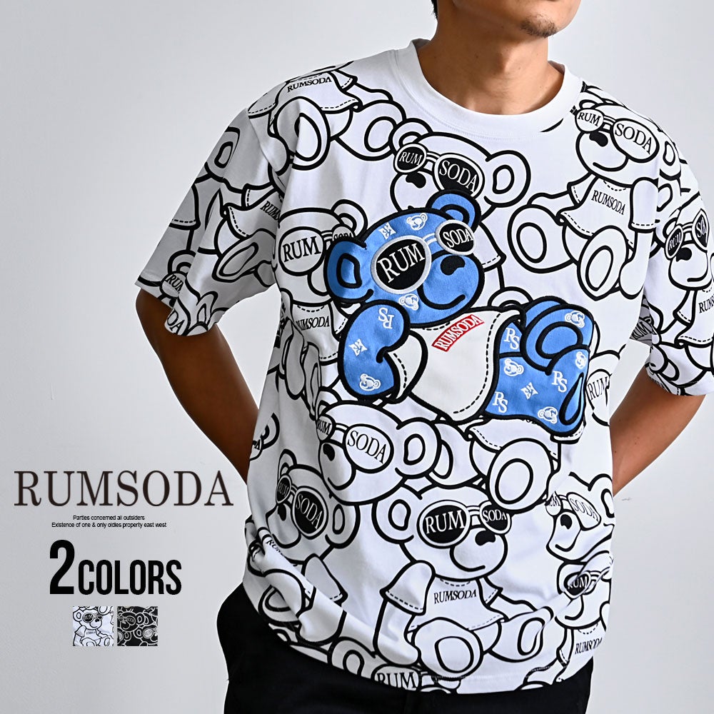 RUMSODA【ラムソーダ】RS天竺パネルpt×ツイルアップリケ刺繍セミBIGクルー半袖Tシャツ