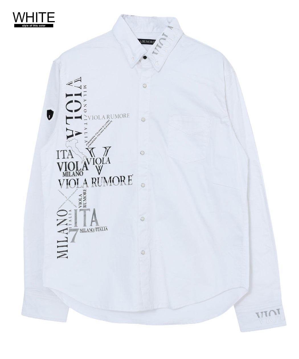 SALE】VIOLA【ヴィオラ】襟ワイヤー入り刺BD長袖シャツ/全2色 | SILVER