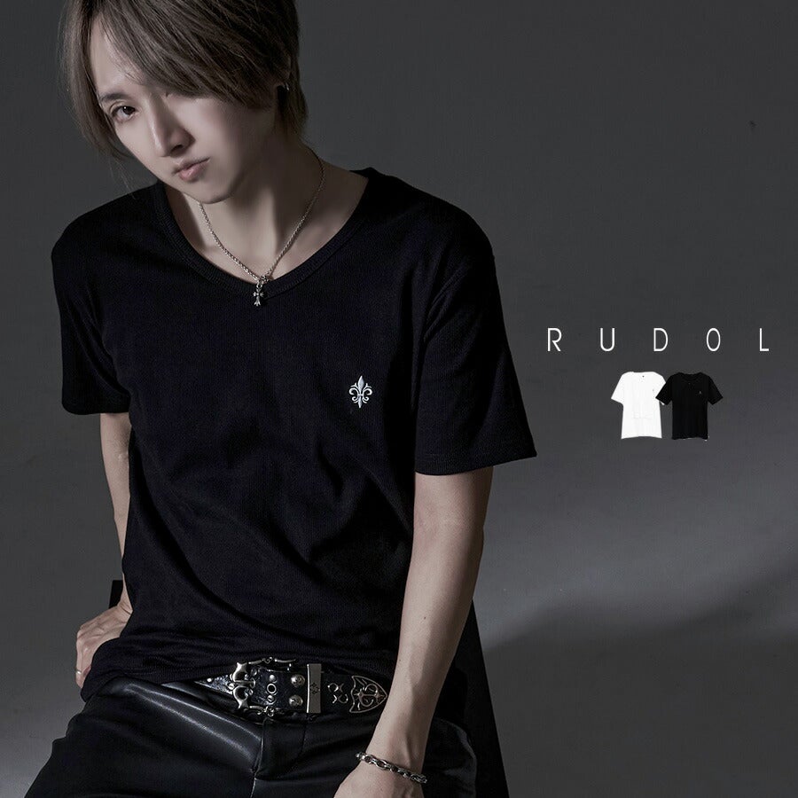 SB Select【シルバーバレットセレクト】RUDOL ワンポイント刺繍テレコVネック半袖Tシャツ
