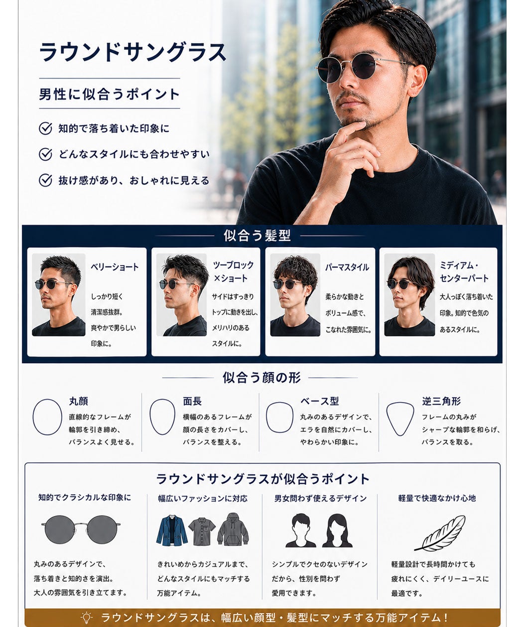 SB select【シルバーバレットセレクト】ラウンドサングラス/全3色