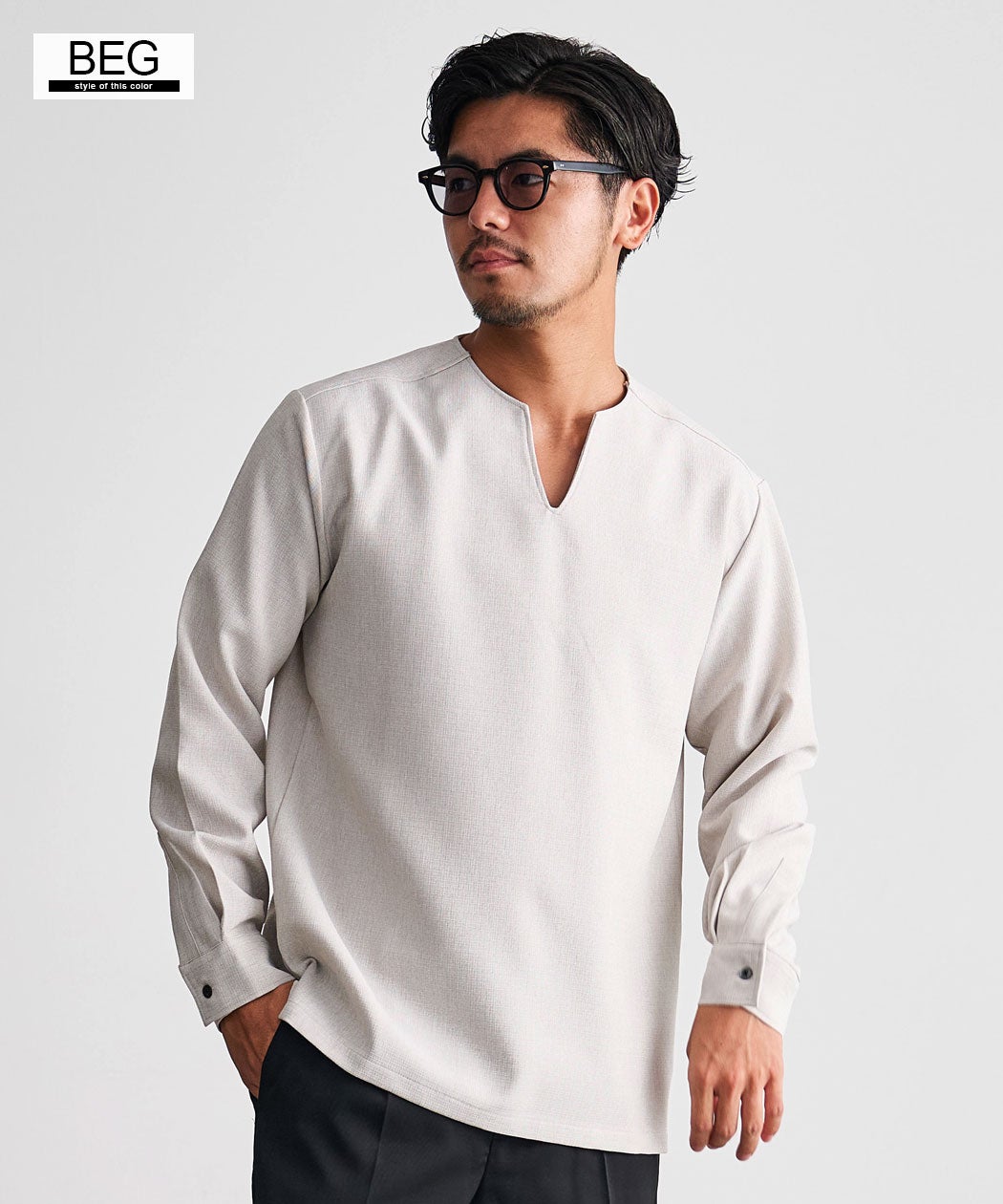CavariA【キャバリア】日本製ランダムコードクロスキーネック長袖
