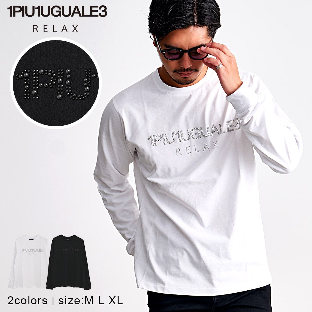 1PIU1UGUALE3 RELAX【ウノピゥウノウグァーレトレ リラックス】HOTFIX STUDS LOGO L/S T-SHIRT