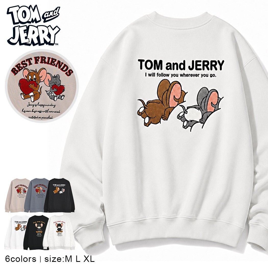 TOM&JERRY【トムとジェリー】サガラ刺繍クルースウェット