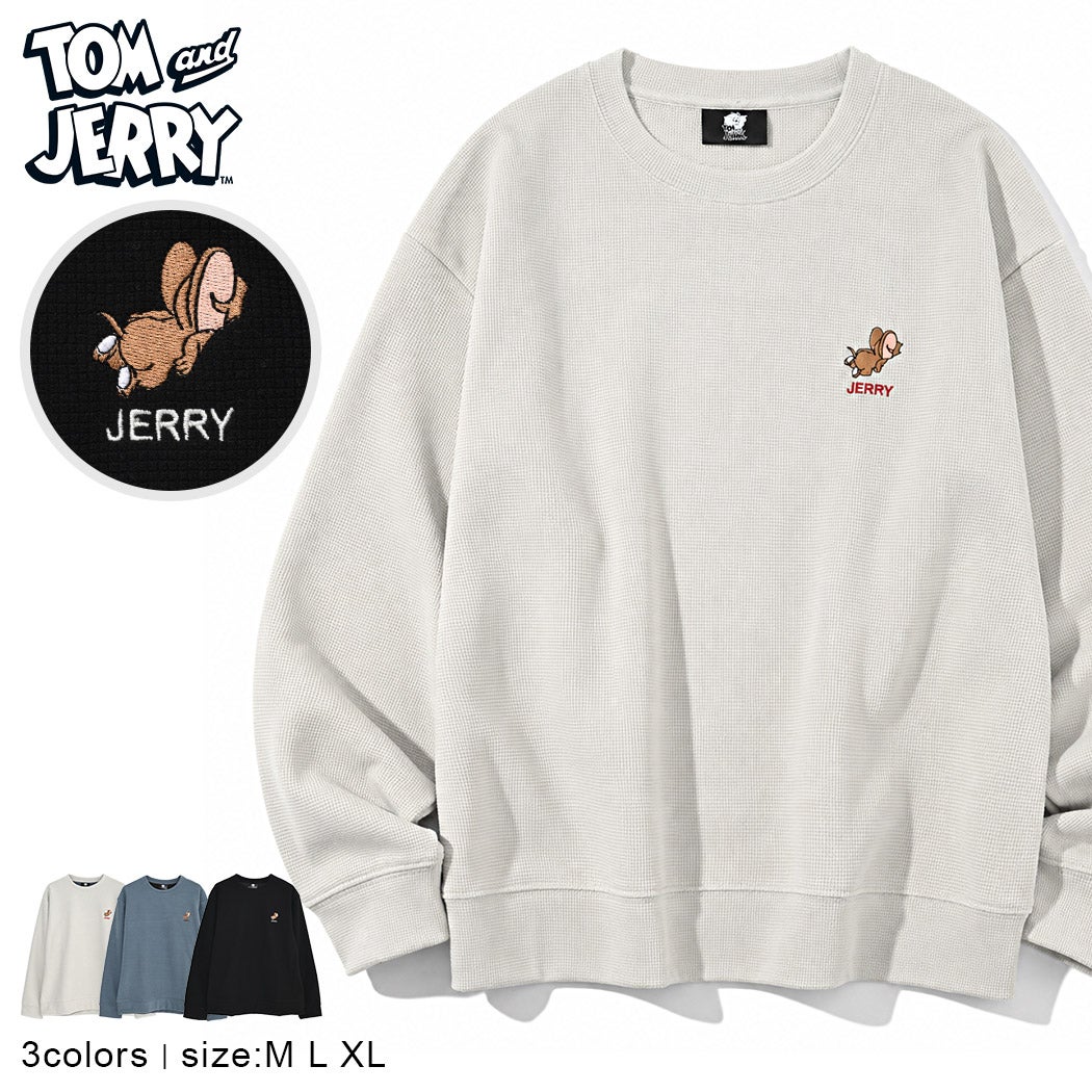 TOM&JERRY【トムとジェリー】TJ表ワッフルフリース裏フリースボンディングトレーナー