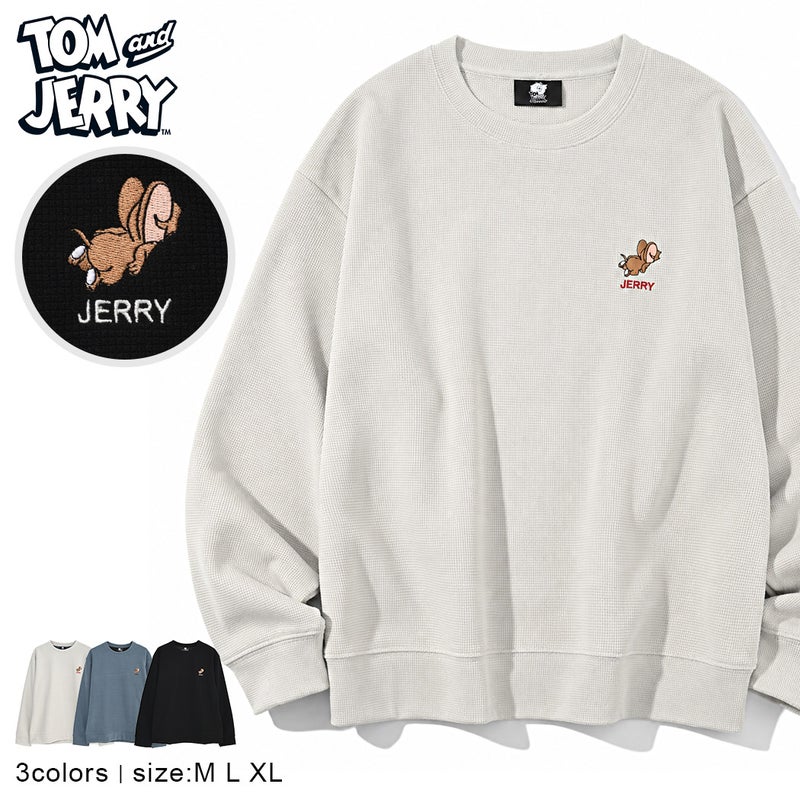 TOM&JERRY【トムとジェリー】TJ表ワッフルフリース裏フリースボンディングトレーナー