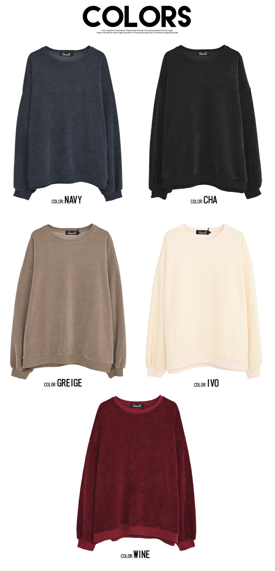 CavariA【キャバリア】コーデュロイタッチオーバーサイズクルーネック