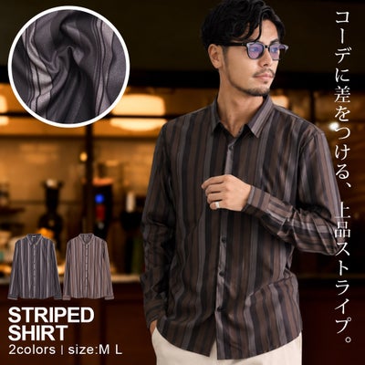 CavariA【キャバリア】ストライプレギュラーカラーシャツ