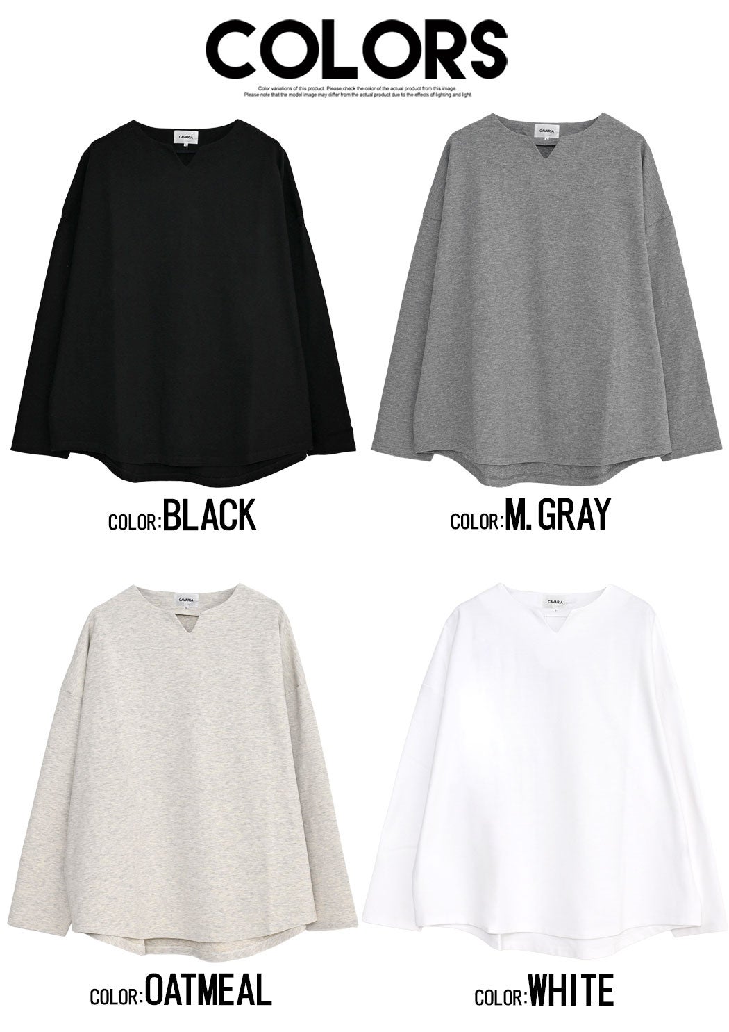 CavariA【キャバリア】リップルカットソーキーネック長袖Tシャツ/全4色